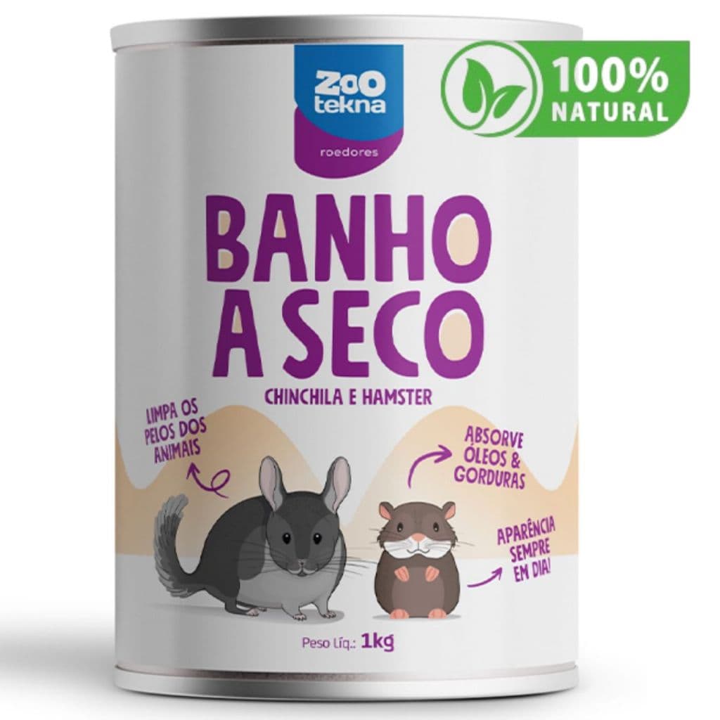 Pó de Banho Seco para Roedores Chinchila, Hamster