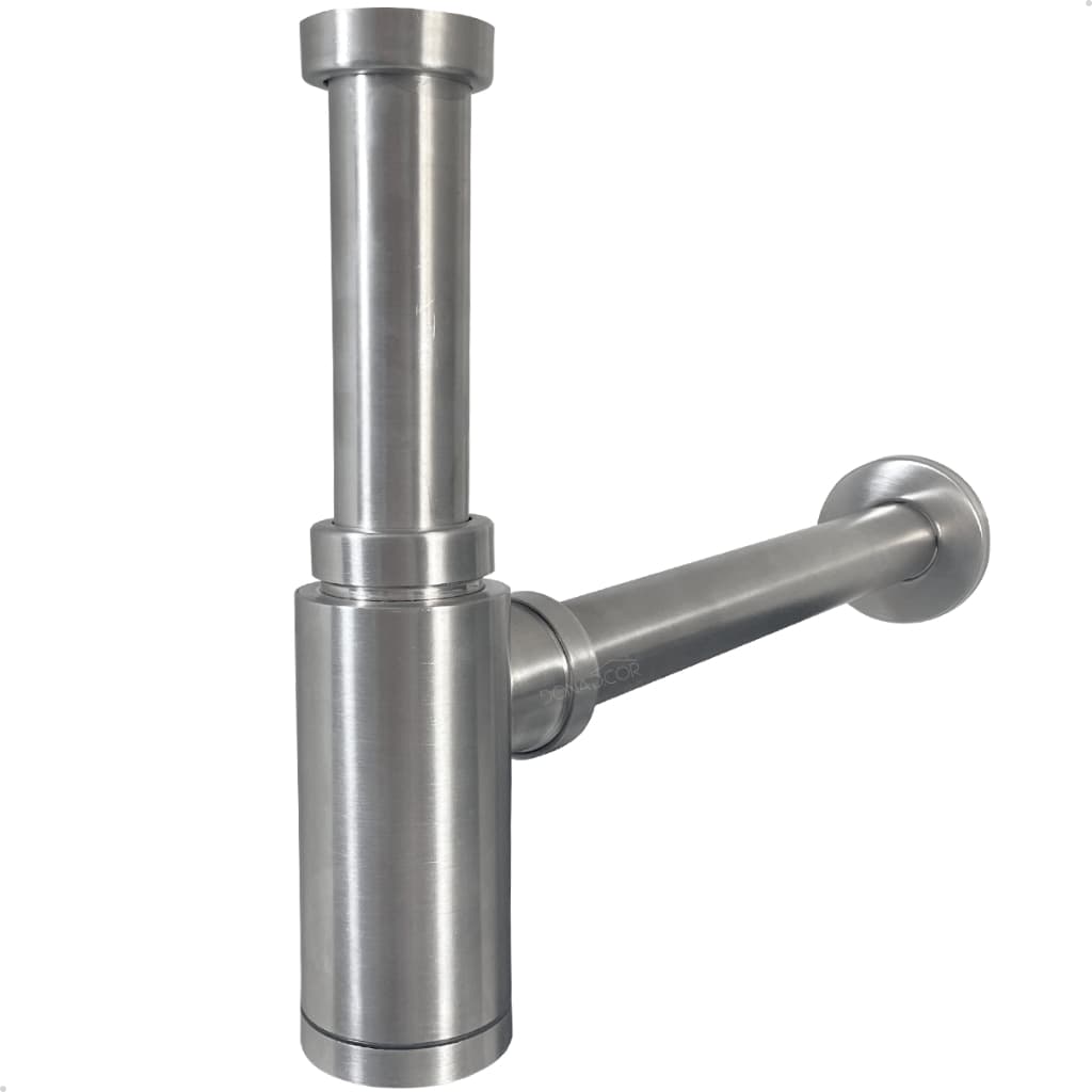 Sifão Copo Inox Escovado 7/8 Pia Suspensa Banheiro Sifao Cuba Aparente Lavabo Quadrado Aço Inox 304