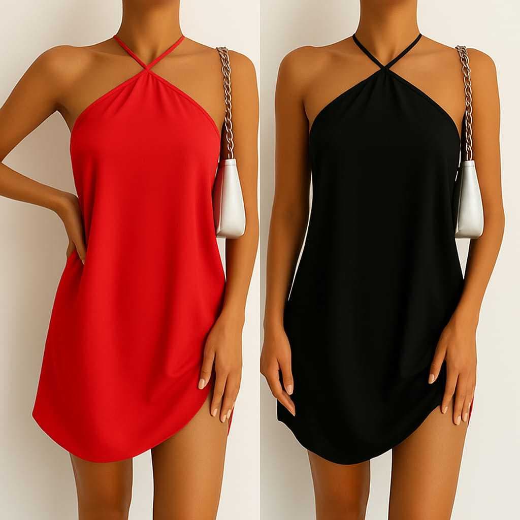 Vestido Feminino Mídi Alcinha Costas Nua Frente única Elegante Sem bojo