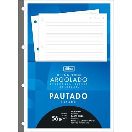 Refil Tiliflex para Caderno Argolado Universitário 200x275mm Pautado 80 Folhas Tilibra