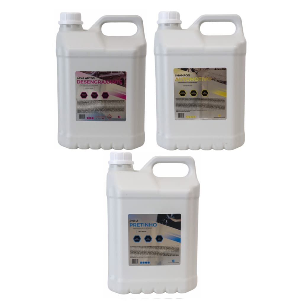 KIT PRODUTOS PARA LAVA RÁPIDO ROTATIVA LAVAGEM AUTOMOTIVA DESENGRAXANTE SOLUPAN SHAMPOO PRETINHO