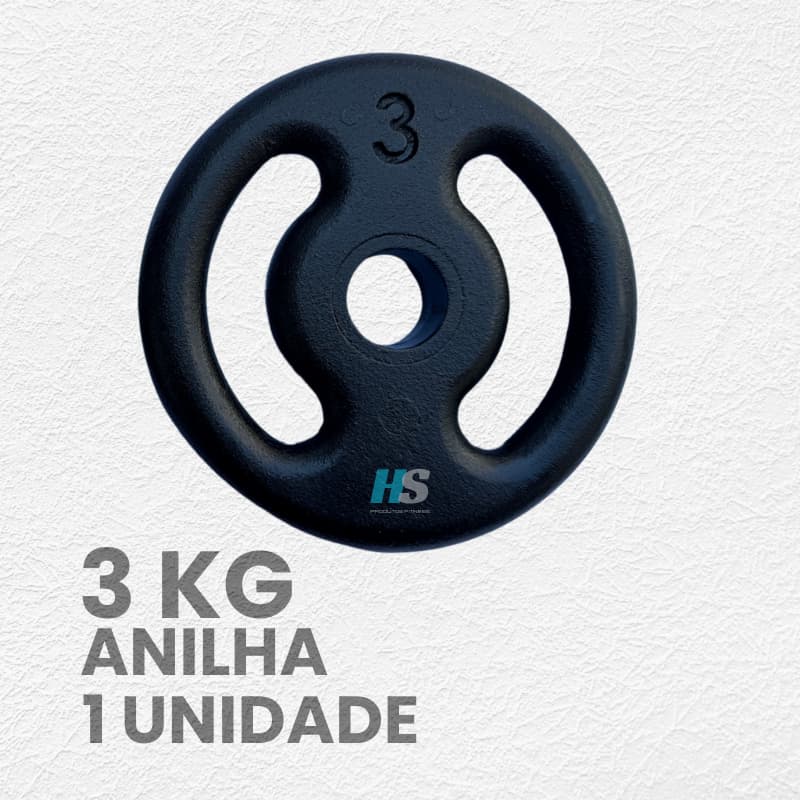 Anilha Pintada 3kg Academia Musculação Peso de Treino Funcional Exercício Carga Fitness 1 Unidade Tr