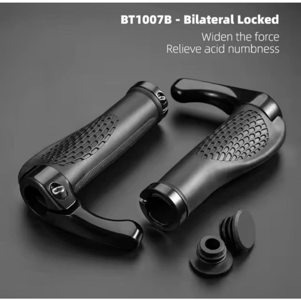 Par Manoplas Anatomicas Guidao Bicicleta Com Trava Bar End