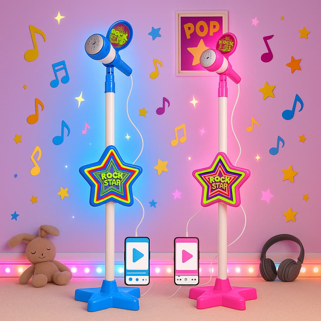 Microfone P/Criança Infantil C/Pedestal/MP3 Conecta Celular