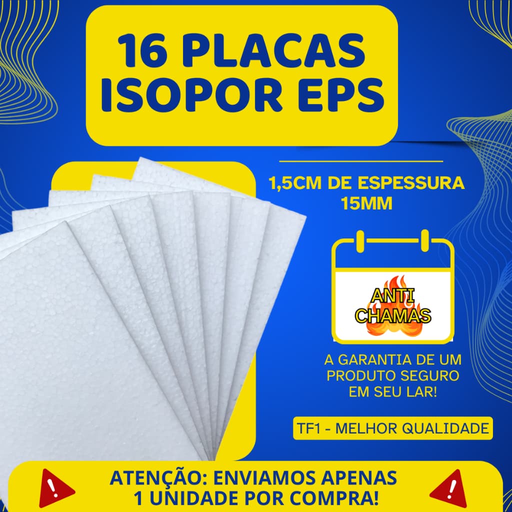 KIT 16 Placas Isopor EPS - Espessura 15mm (1,5cm) Forro Térmico Acústico - ISOPOR DE QUALIDADE