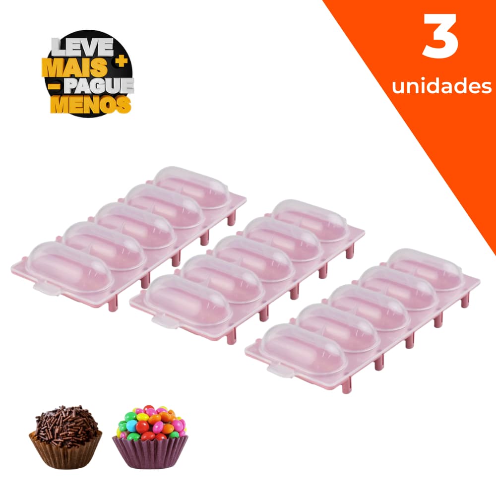 Kit 3 Chocalho Enrolador Para Confeitos De Brigadeiro Beijinho 5 Cavidades - Blue Star OFF//