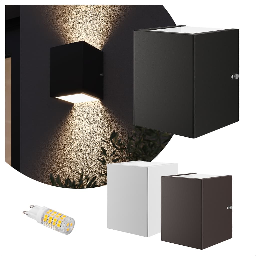Kit 9 Arandelas 2 Fachos com Lâmpada LED G9 5W Alumínio Vidro Externa Interna Parede -T&T Iluminação
