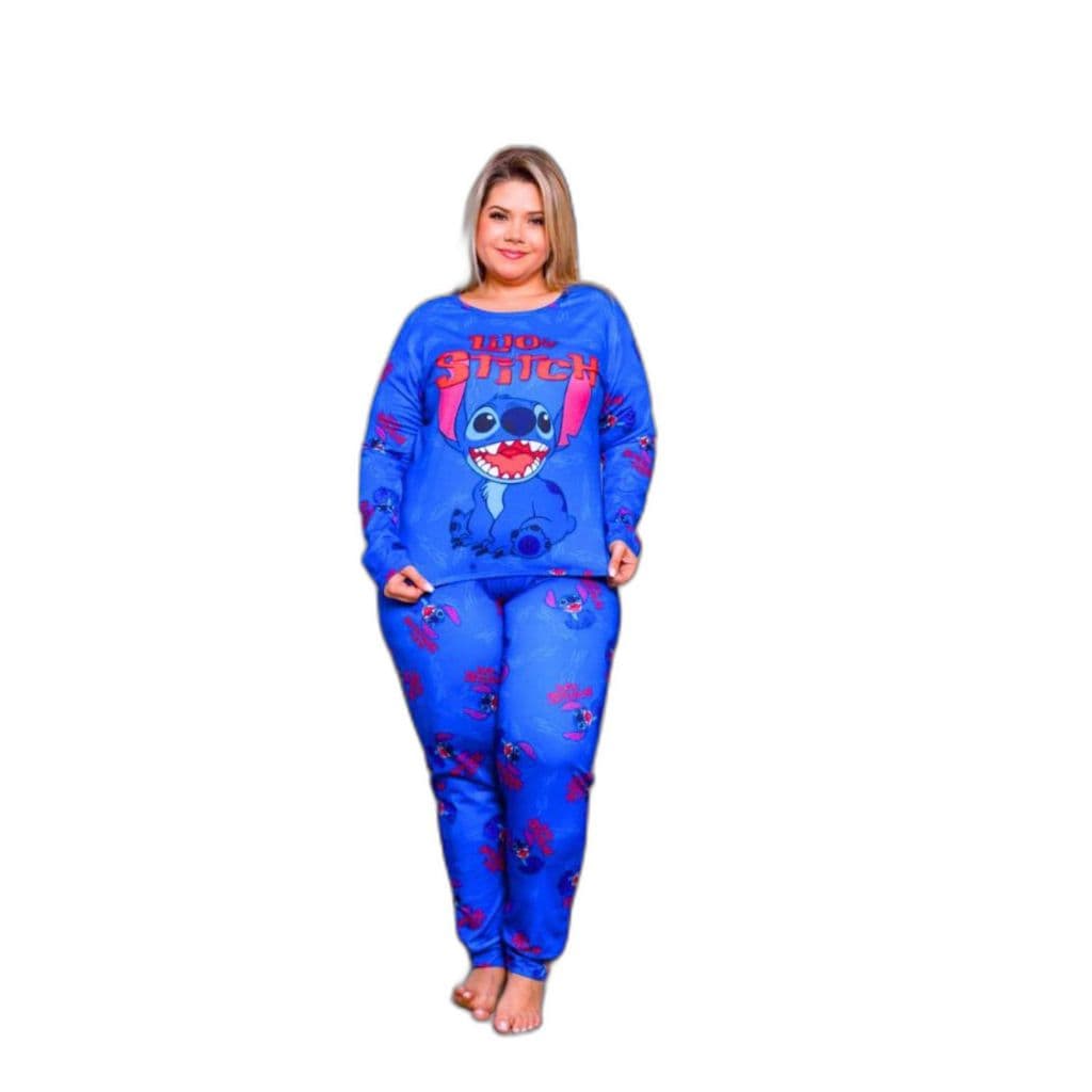 Conjunto Pijama Feminino Plus Size Blusa Calça Longa comprida Luxo Inverno Personagens