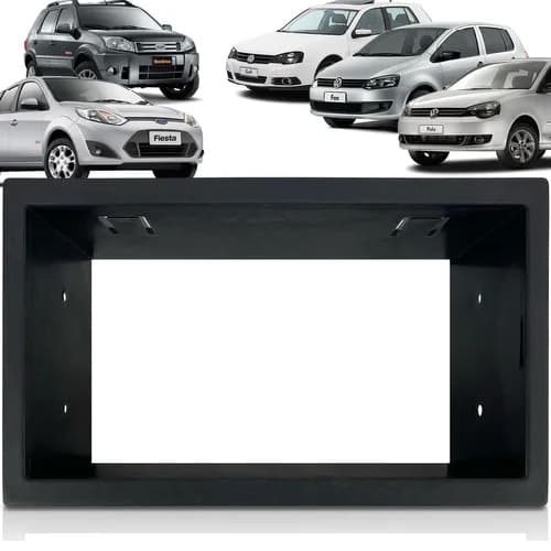 Kit Completo Moldura Painel 2 Din Multimídia Golf, Fox, Fiesta, Ecosport - PRETO