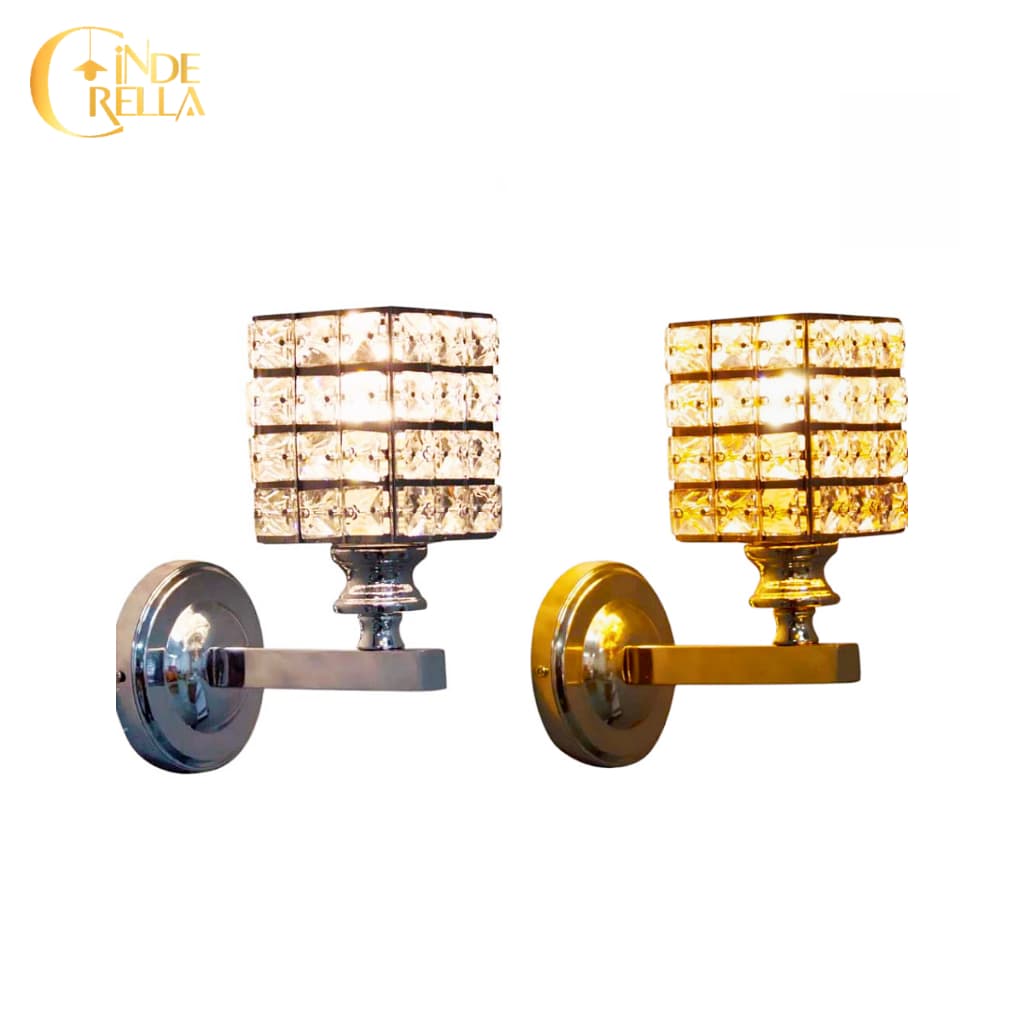 Arandela Parede Metal Cristal Moderno Elegante Sala Quarto Lavabo Banheiro Bocal E27 Dourado Preto