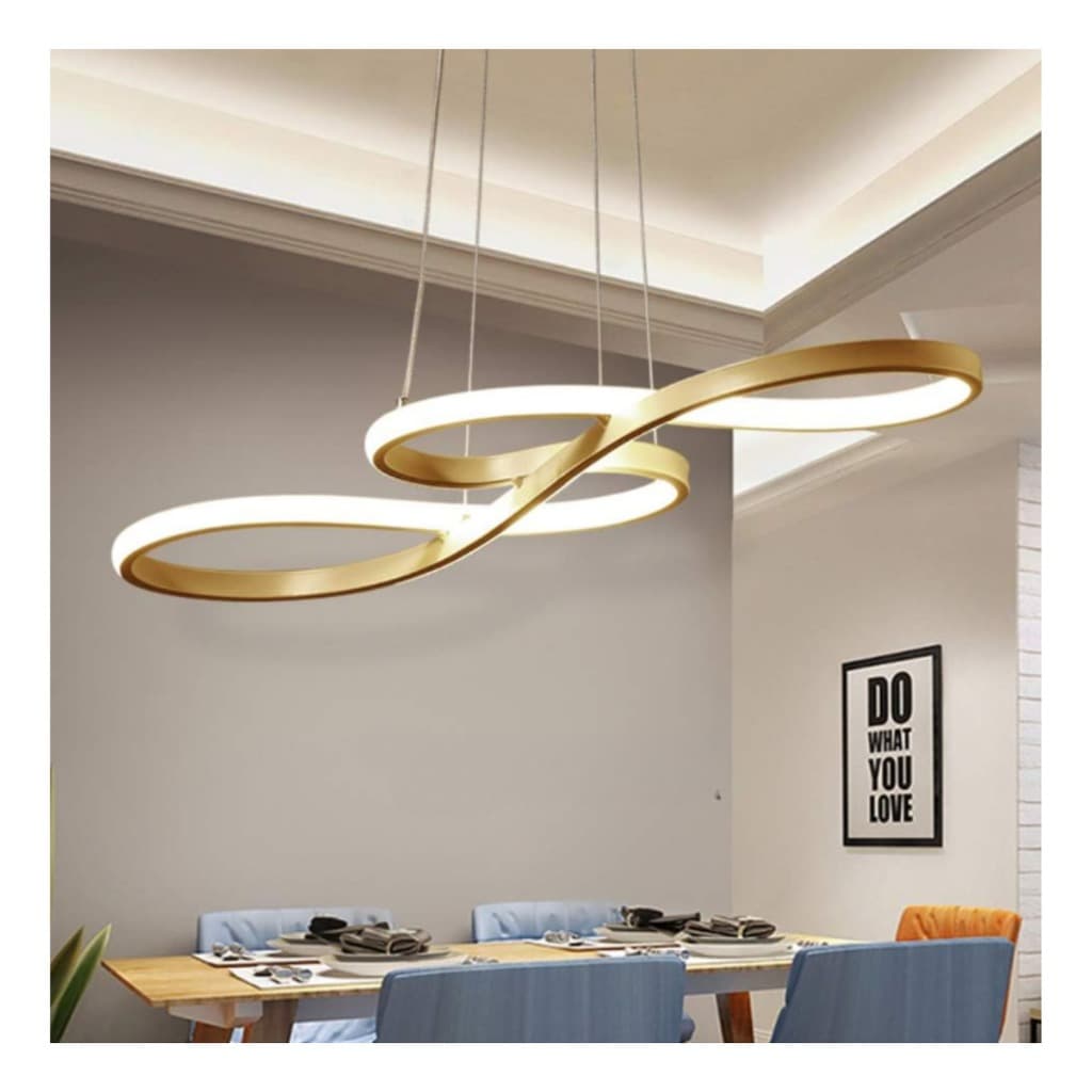 Luminaria Sala Jantar Pendente Teto Moderna Led Bivolt Dourado espiral