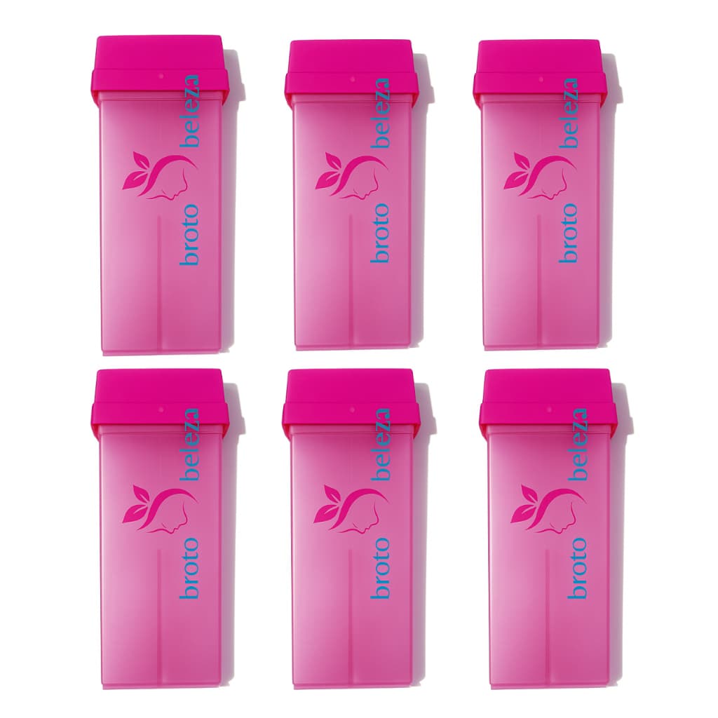 6 Frasco ROSA Cera Depilatória Refil Rolon Vazio Broto Beleza Embalagem Roll-On para Reenvase Cera