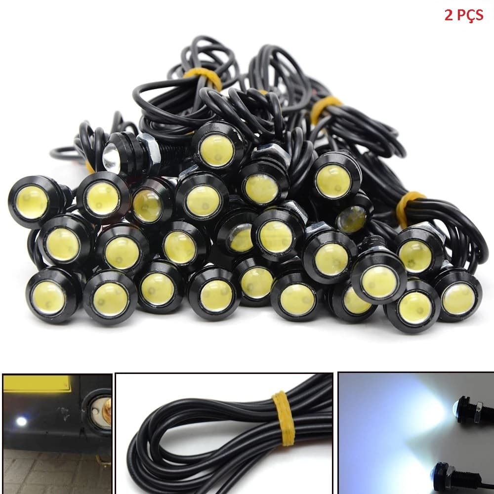 PAR de Led Olho de Águia Rosqueável  Universal, 18MM, 12V, Branco,  2 PÇ, Ótima Qualidade - UNIVERSAL