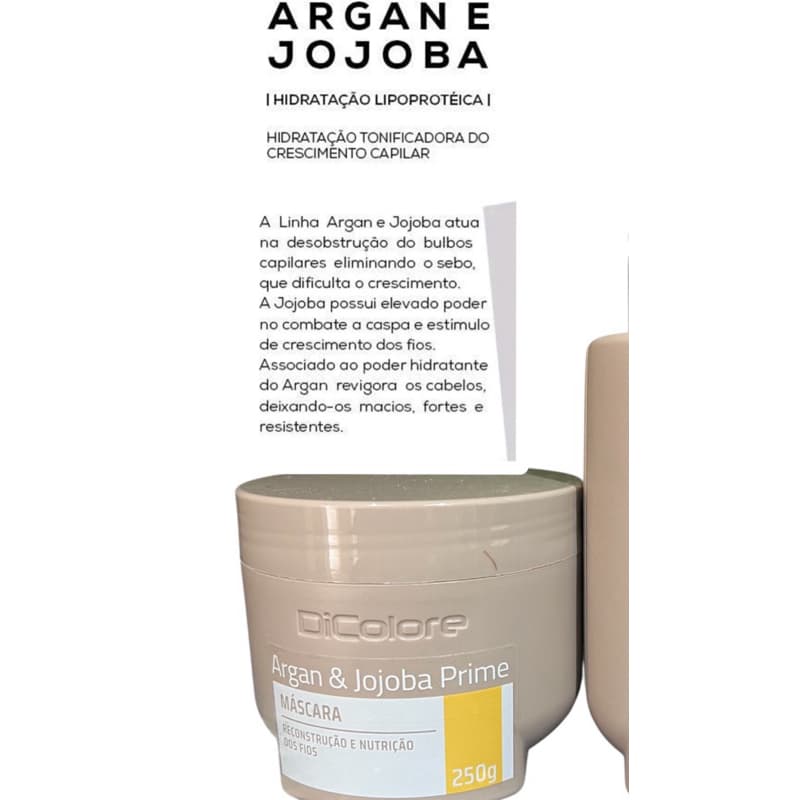 Máscara Capilar DiColore Argan & Jojoba Prime 250g – Nutrição e Reconstrução Profunda dos Fios