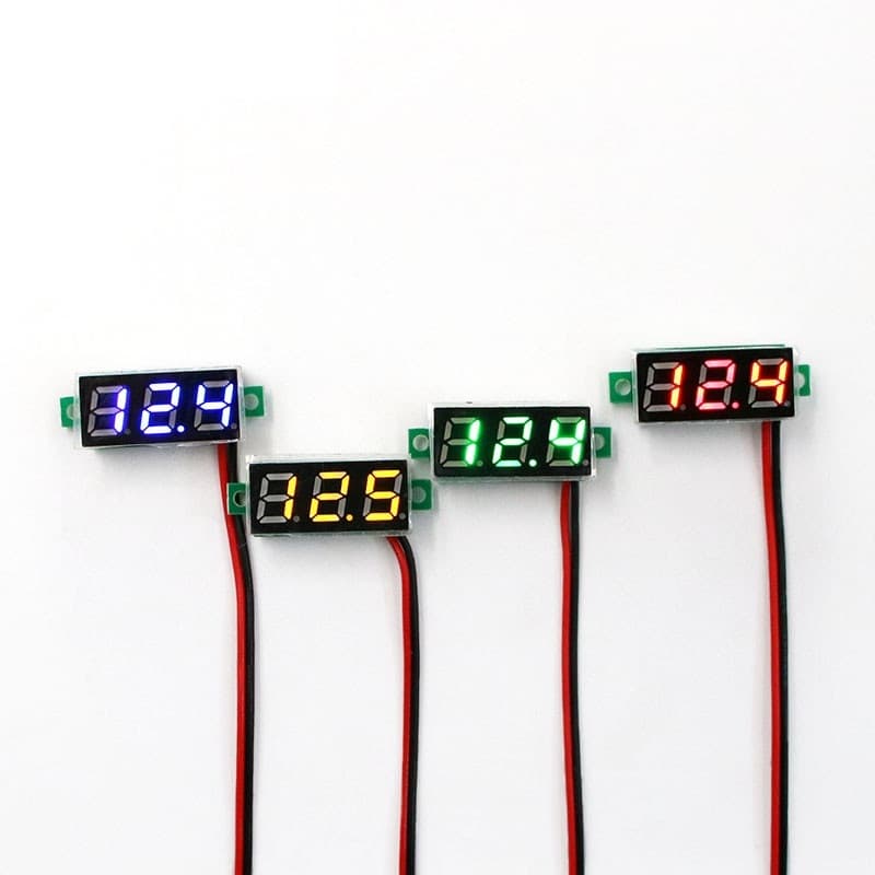 Mini Voltímetro Digital LCD com 0.28 Polegadas  12v, Painel Medidor de Voltagem, Monitor, - Vermelho, Verde, Azul