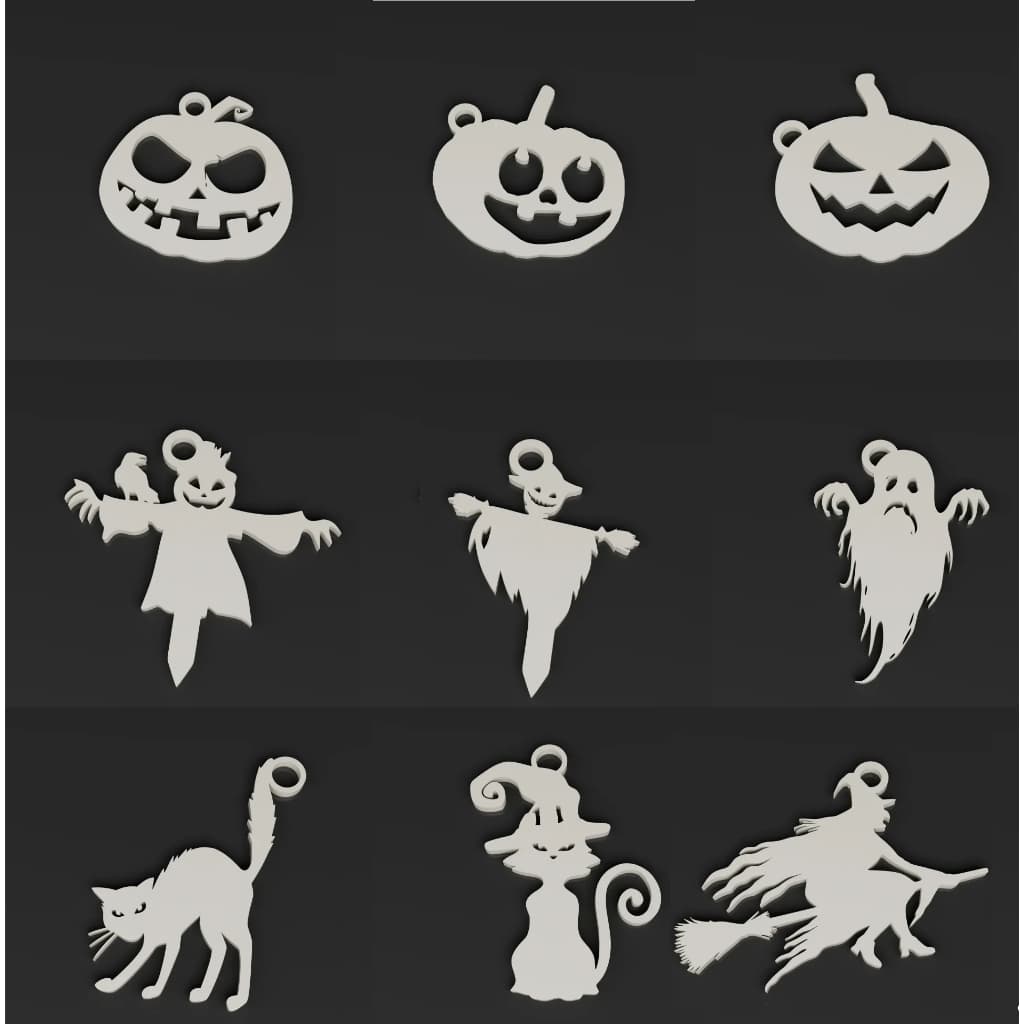 Chaveiro ou Decoração de Halloween 3D, ABS na Cor Branca Ou Preta