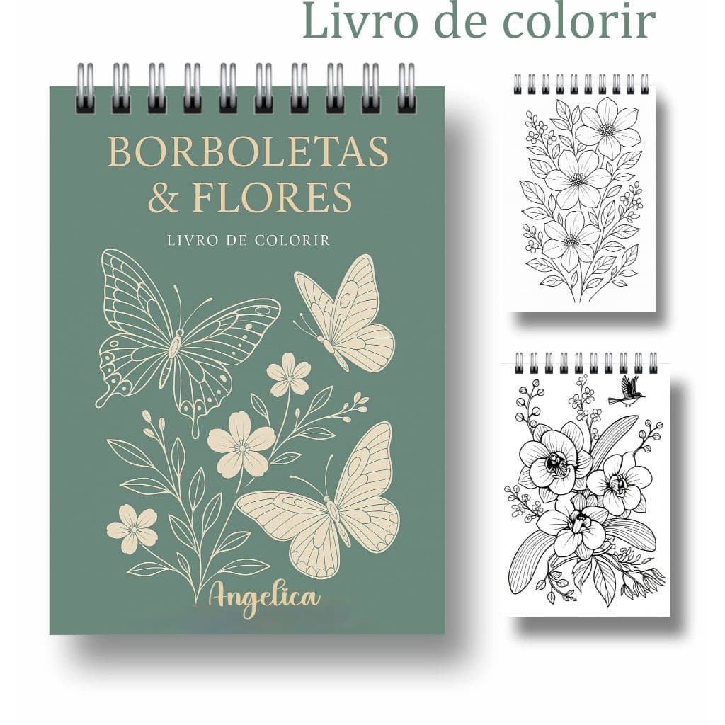 Livro de Colorir - Borboletas & Flores | 50 Páginas | Papel Premium