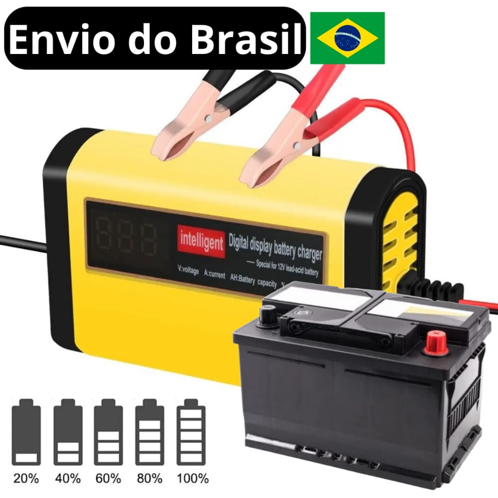 Carregador de Bateria Para Carros e Motos Inteligente 12 Volts 110/220 Bivolts Inteligente