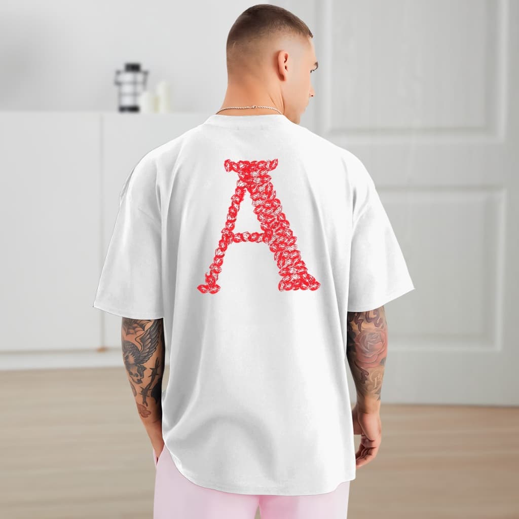 Camiseta BEIJOS Frente/Costas A ao Z Camiseta Estampada de Algodão de Alta Qualidade