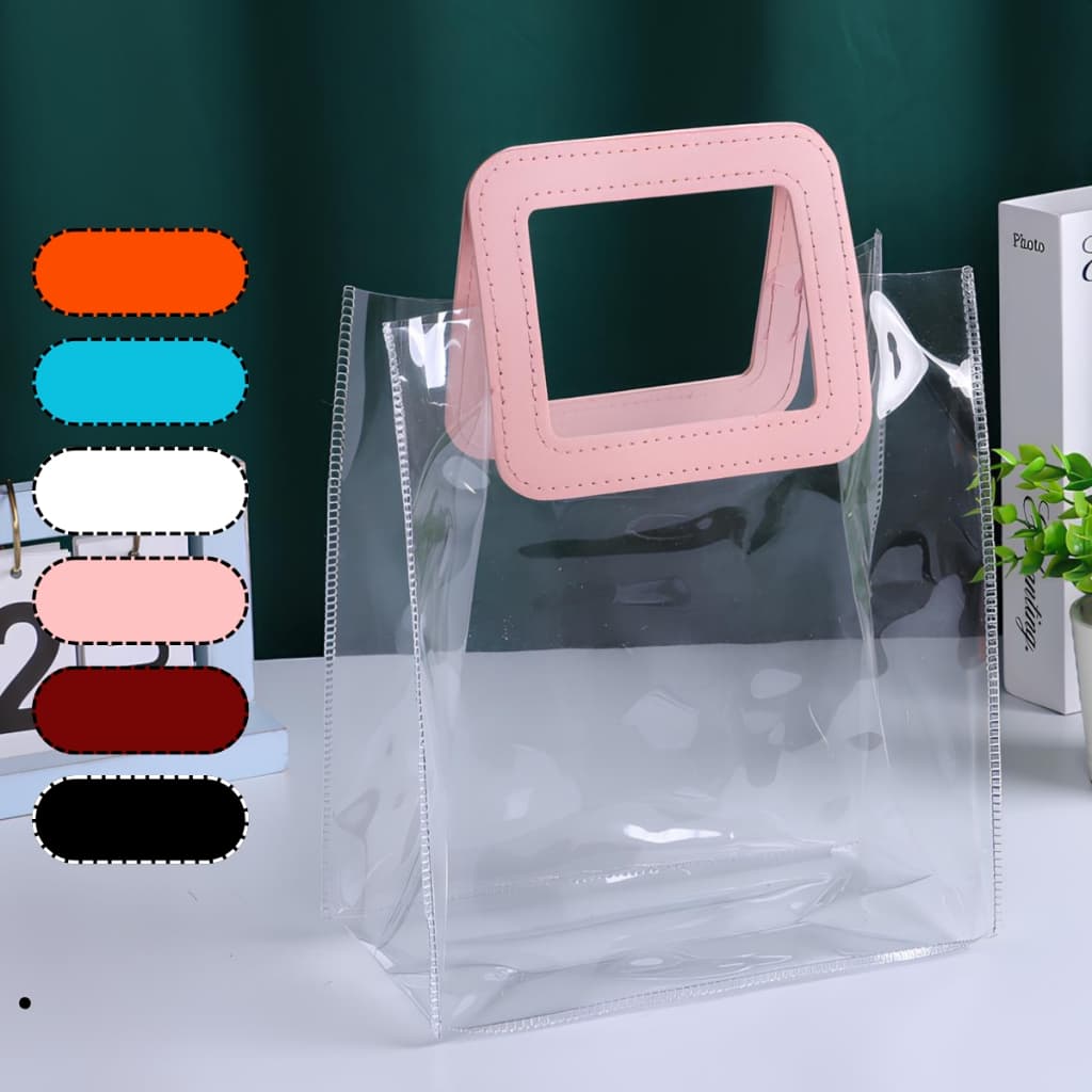 Reutilize Saco Sacola Transparente Presente com Alça Couro Presente Delicado PVC