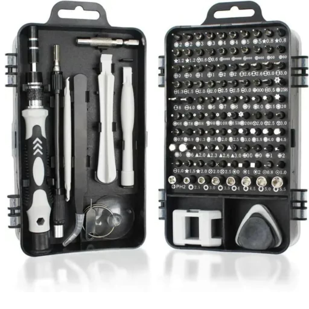 Kit Chaves de Precisão 117 em 1 – Ferramentas Profissional para Reparo de Celular, Notebook, Eletrônicos