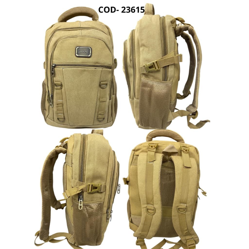 Mochila Masculina de Lona Reforçada Forrada Impermeável Com Compartimento Para Notebook