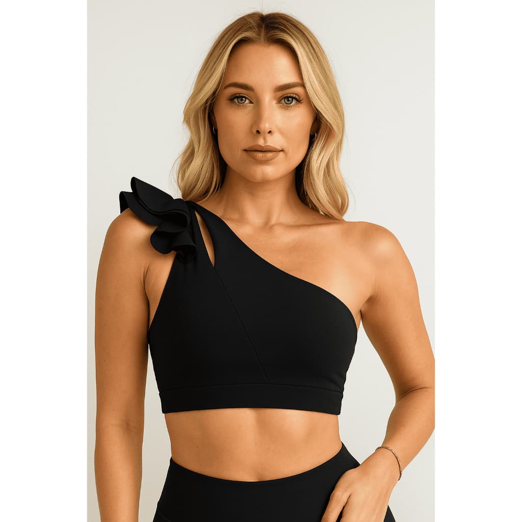 Croppet top ombro só moda feminina mulamanca com babado e bojo removivel com babado academia casual biquini  moda gringa