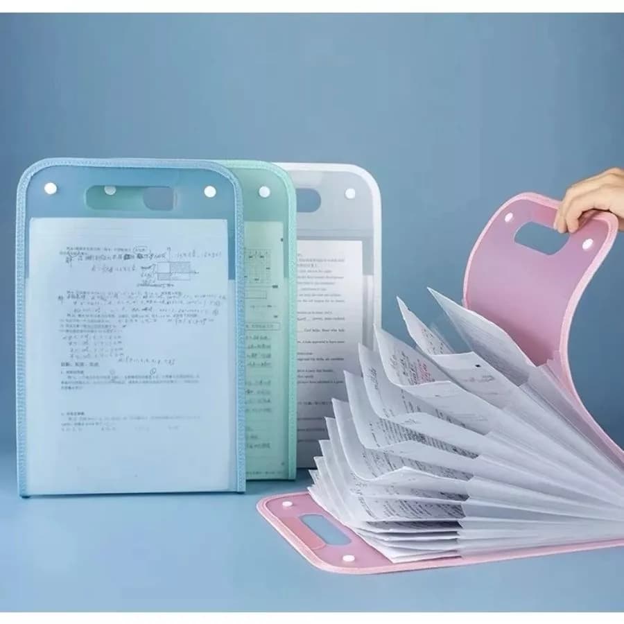 Pasta Arquivo Com 12 Divisórias Pasta Sanfonada Mesa Documentos Portátil /Organizador /A4 Papelaria