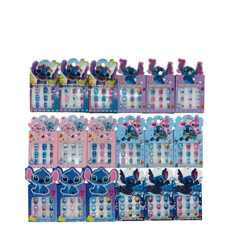 Unhas Postiças Infantis do Stitch – 12 Unhas Divertidas para Crianças