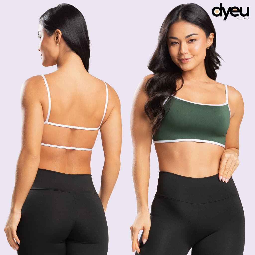 Top Faixa Cropped Costa Nua Bicolor Sem Bojo Moda Gringa Blogueira