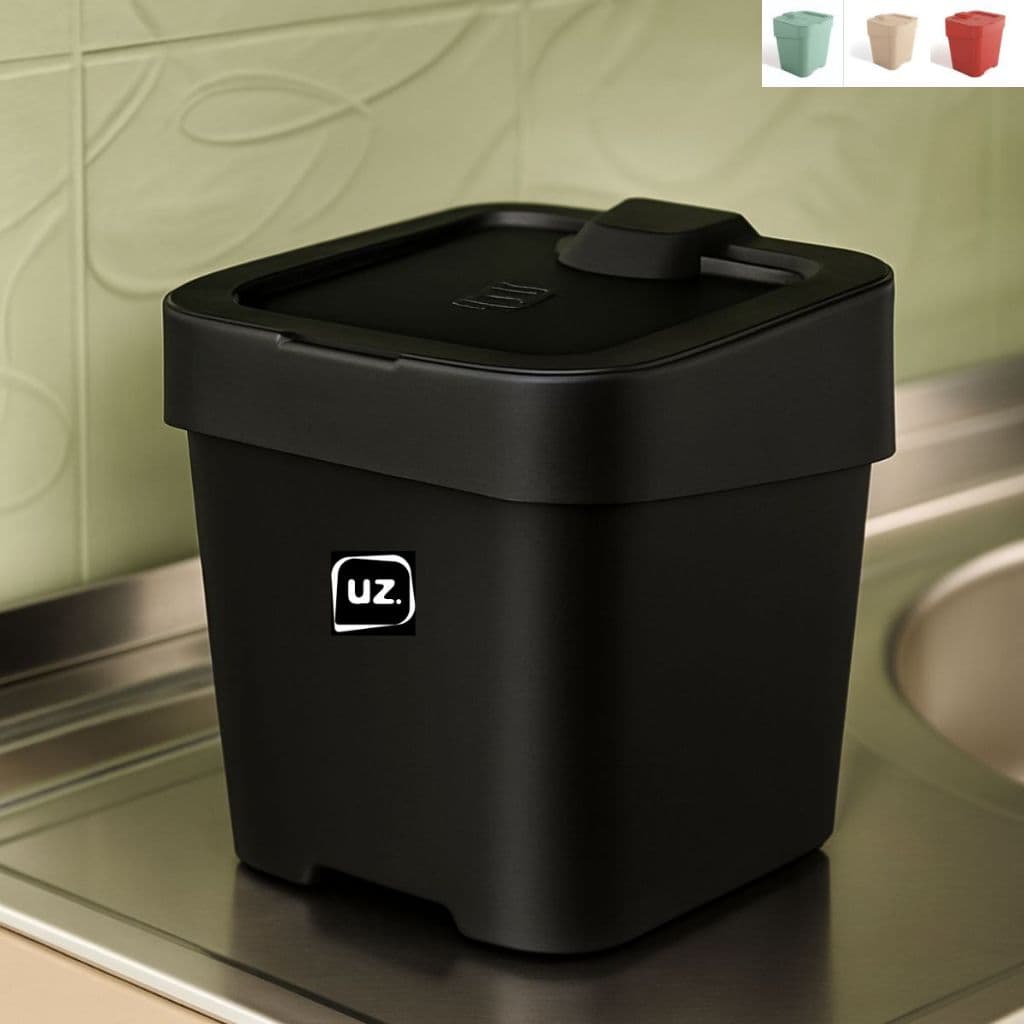 Lixeira de Pia Compacta 2,5L com Tampa UZ – Lixeira de Bancada Lixeira Plástica Para Cozinha Lavabo
