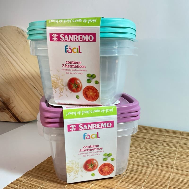 Kit 3 Potes Herméticos Sanremo 800ml - CONJ 3 POTES PLÁSTICO SANREMO 800ML