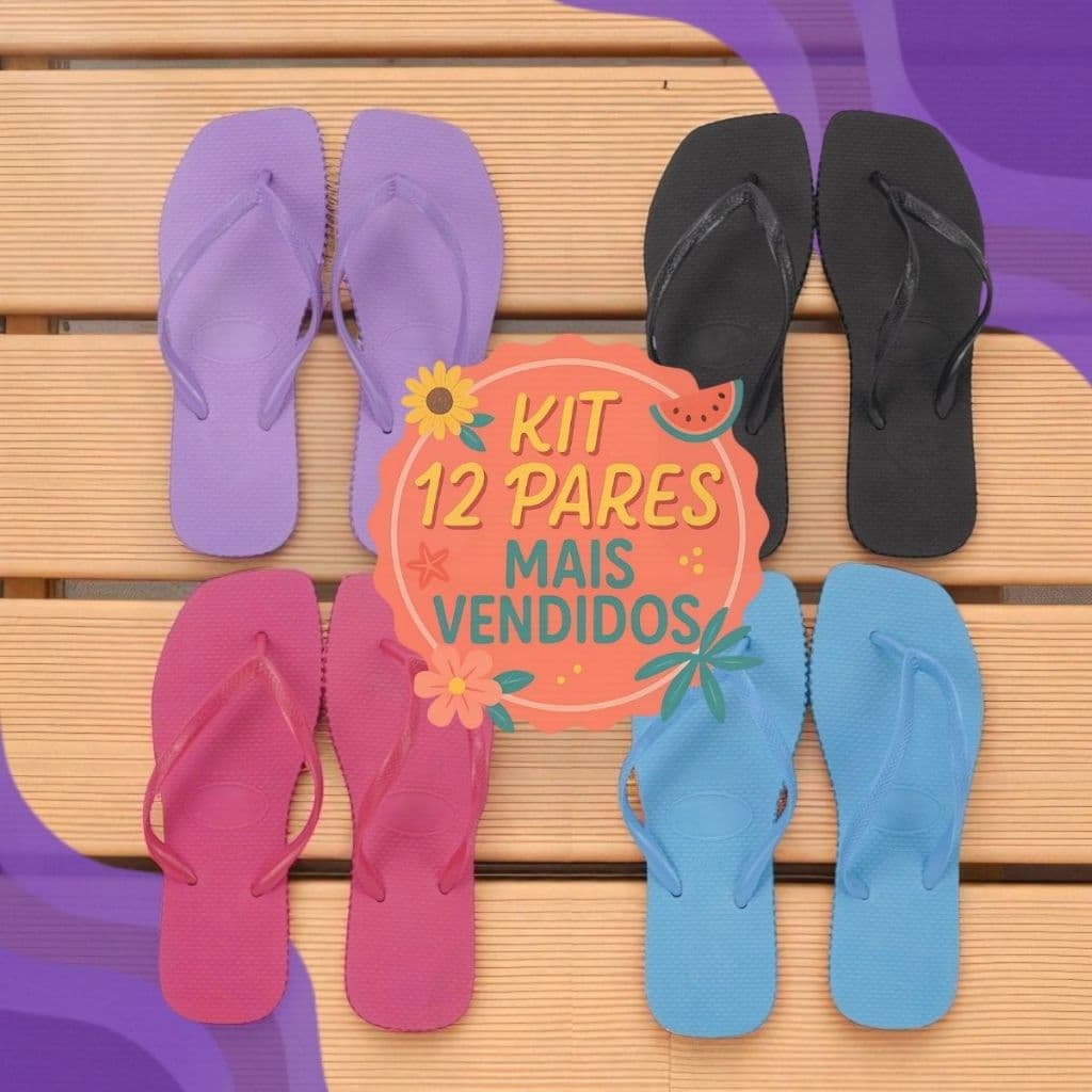 kit 12  e 6 Pares Chinelos casual  Sortidos Unissex 33 ao 39 | Macios, Leves, Ideais para Revenda