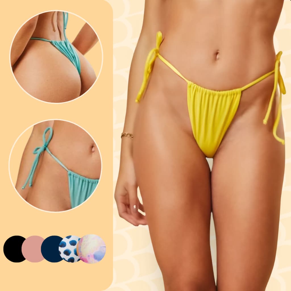 Tanga Cortininha Duo, Cores Vibrantes, Praia, Piscina,Cavada, Forrada, Poliamida, Amarrar, Marquinha