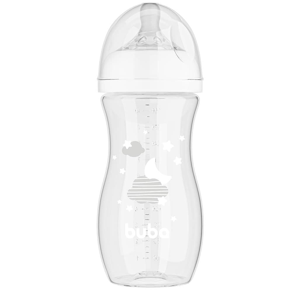 Kit 2 Mamadeira Buba Anti Colica e Vazamento Branco com tampa bico Silicone Ultrasoft Mamadeira