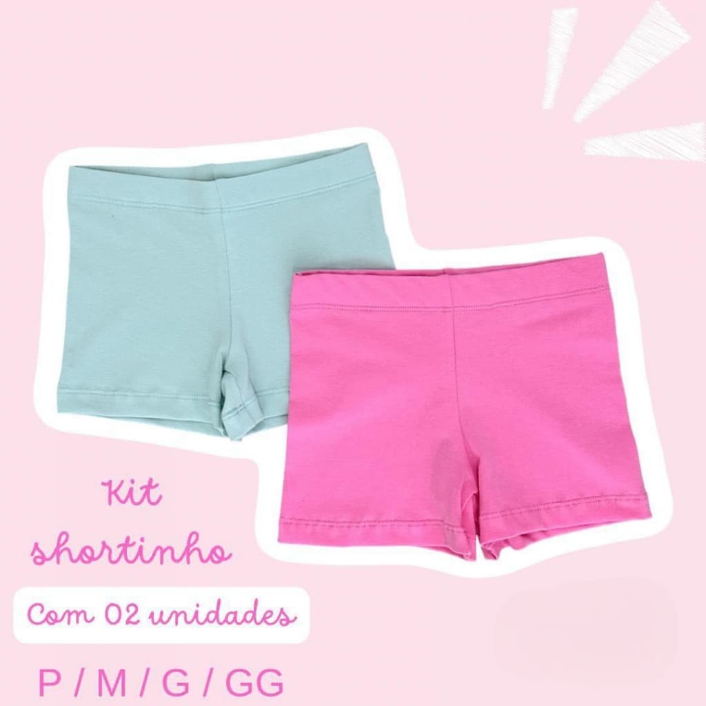 Kit 2 Shortinhos Feminino Confortável Macio Menina Short Liso Basico Ideal Para Saias Vestidos