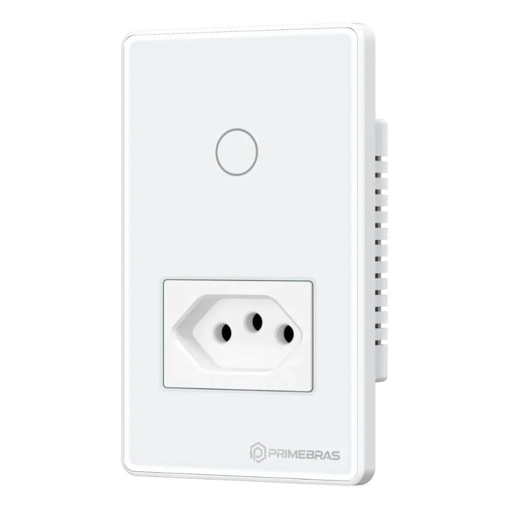 Interruptor Touch Inteligente Com Tomada Wifi Primebras Branco
