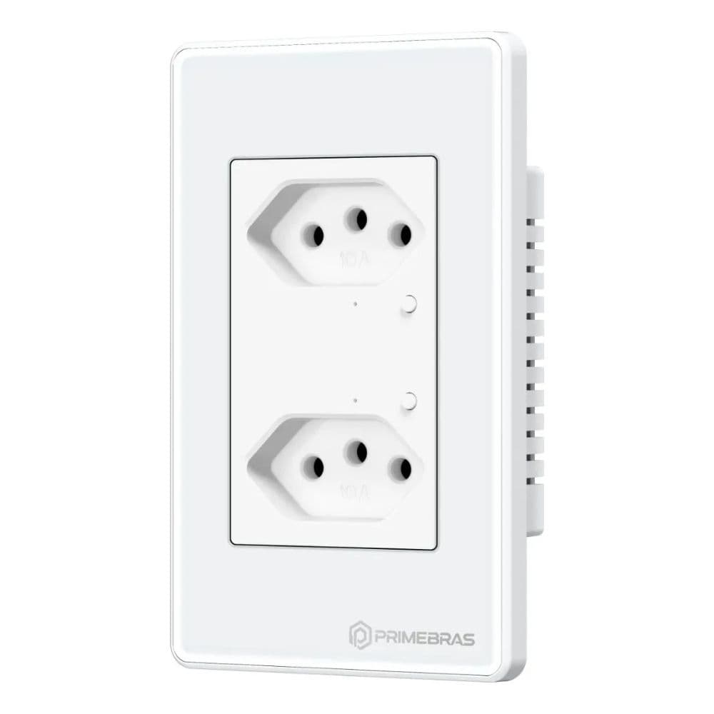 Tomada Dupla Inteligente Wi-fi Primebras 2 Canais Cor Branco