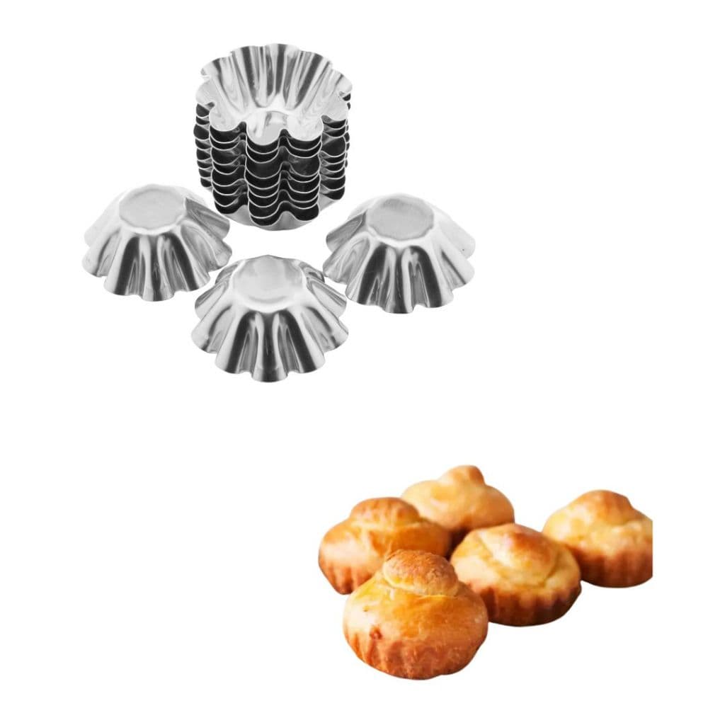 Forma Para Brioche mini bolo 8x3cm 12 peças aluminio
