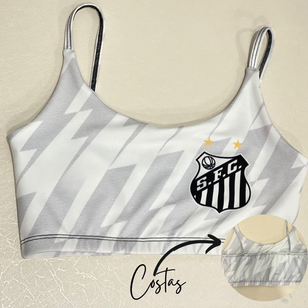 Top Cropped Feminino Times do Coração Alça Fina SANTOS ESTHER