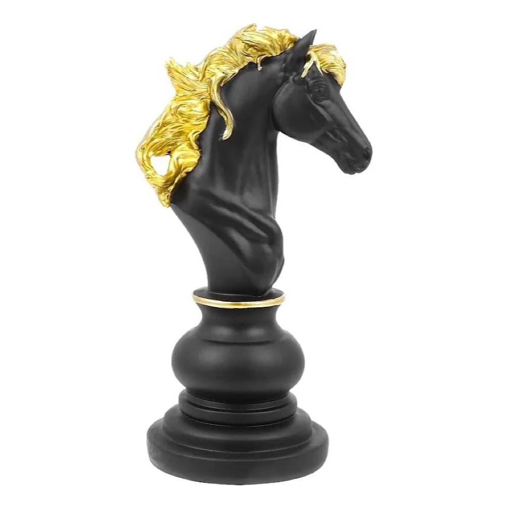 Trofeu Decoração Peças De Xadrez Cavalo Escultura Grande Estátua 25cm Preto Ou Branco