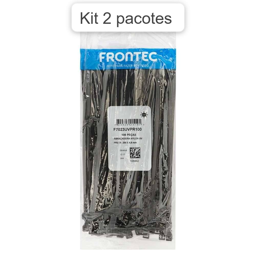 Kit com 2 Pacotes Abracadeira Ny Preta 100 Un