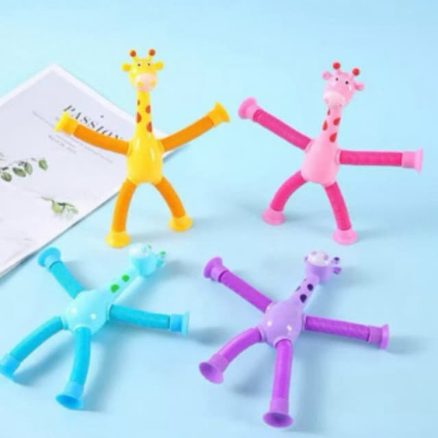 Girafa Pop Tubo Estica com Led Brinquedo Pop It Infantil Sensorial com Led Pop Tube