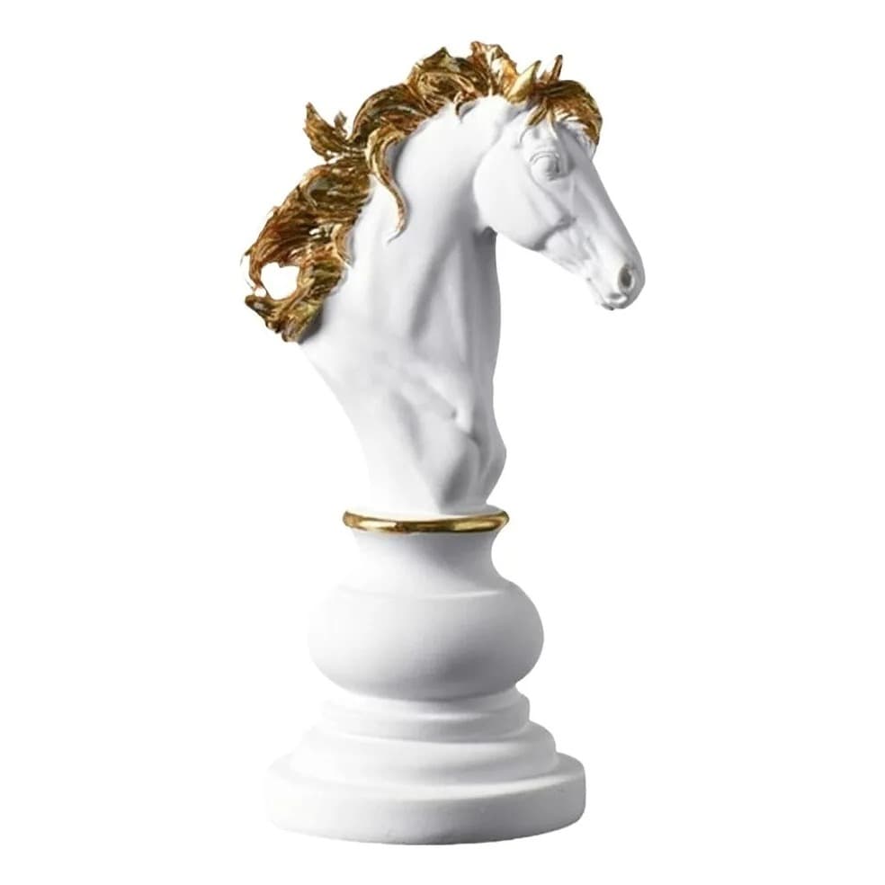 Trofeu Decoração Peças De Xadrez Cavalo Escultura Grande Estátua 25cm