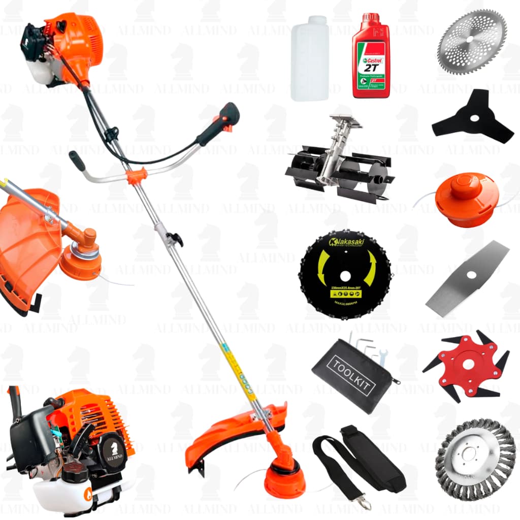 Roçadeira 65cc Profissional c/ Óleo 2T Aparador A Gasolina Completa Multifuncional