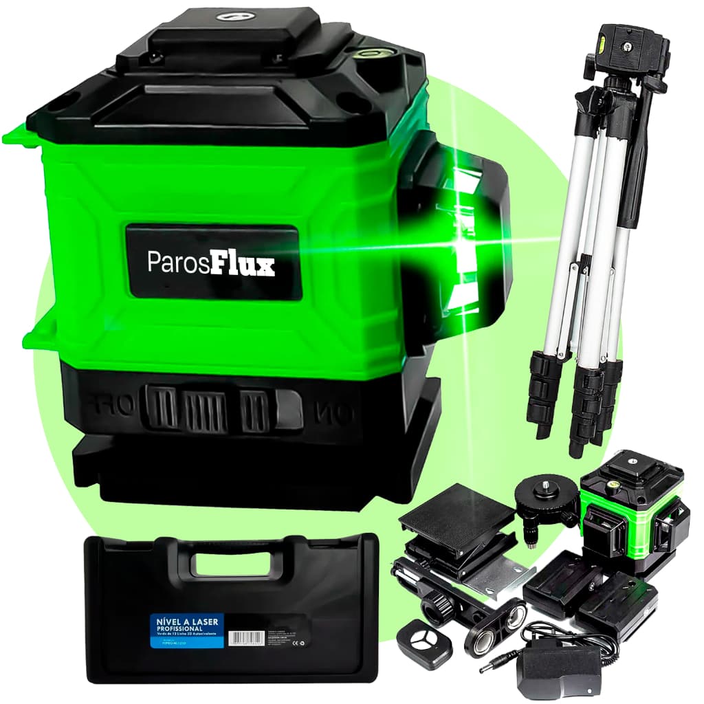 Nível A Laser 12 Linhas Esquadro + Suporte + Tripé Recarregavel Profissional 2 Baterias
