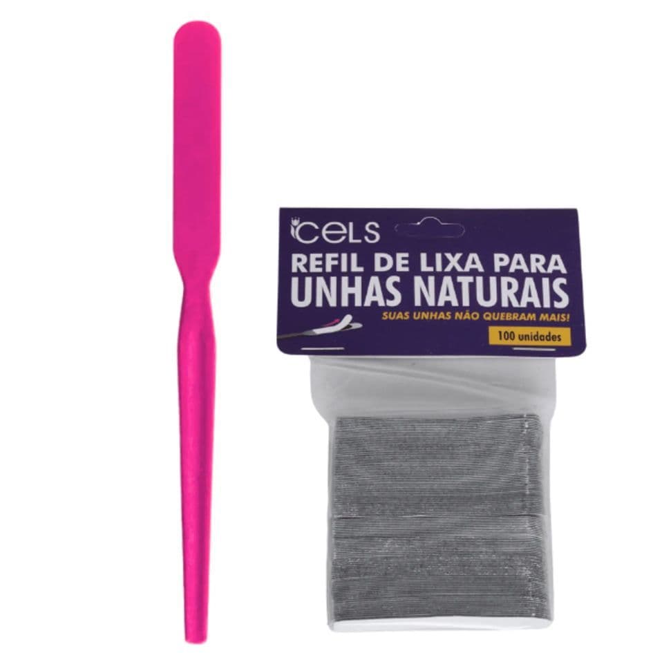 Cels - Kit Suporte para Lixa de Unhas + Refil com 100 Lixas