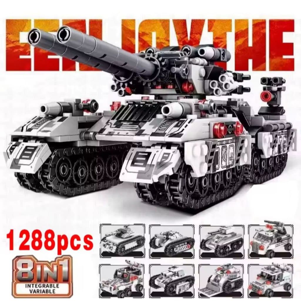 CARRINHO TANK DE GUERRA DE MONTAR COM 1288 PCS DE BLOCOS PARA CONSTRUIR BRINQUEDO EDUCATIVO