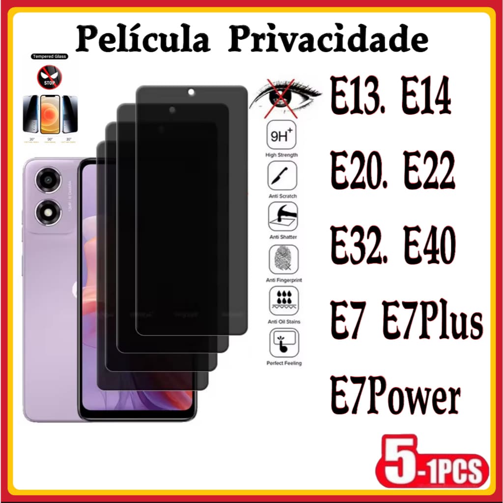 Película Privacidade 3D Anti Spy PARA MOTO E13 E14 E20 E22 E32 E40 E7 E7 PLUS E7POWER