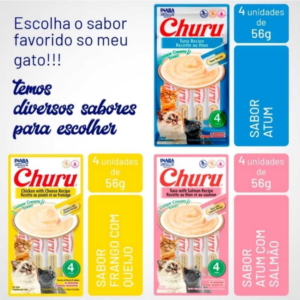 Churu para gatos original, petisco saudável felino, comida cremosa gato